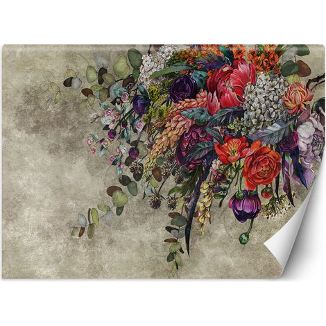 Fototapete Hängende Blumenstrauß Beton Textur 100x70 cm (1/5)