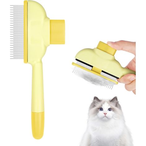 Peigne pour chat, peigne autonettoyant pour chat, peigne de toilettage pour animaux avec bouton de déverrouillage pour enlever les poils morts (1/5)