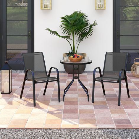 Jardin 3 Pièces 2 Fauteuils Table Basse Verre Trempé pour Balcon Cour CW27809 (1/2)