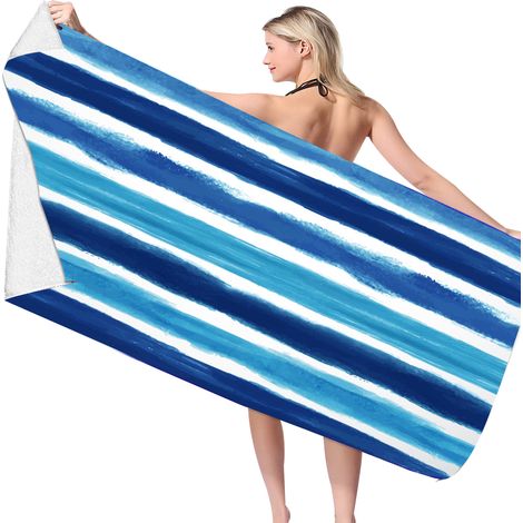 Grande serviette de plage extra large 70 x 150 cm, idéale pour la piscine, les pique-niques et le bain. Jacquard peluche ultra douce. (1/5)