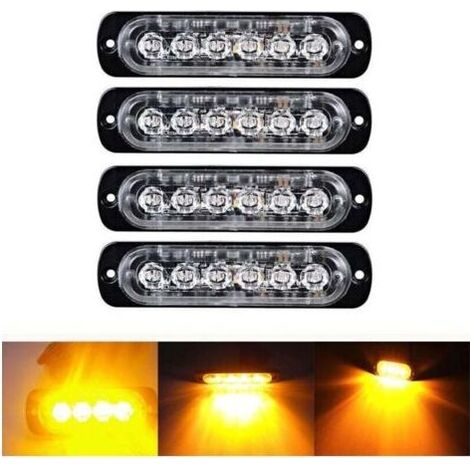 4 Pcs Feu de freinage stroboscopique à 6 LED pour voiture - Barre lumineuse pour véhicule de 12 V à 24 V - Balise clignotante de sécurité pour voiture, véhicule utilitaire, bateau, remorque, ca (1/4)