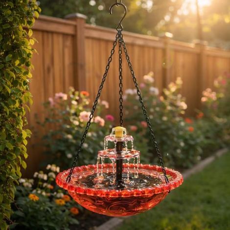 AliExpress Solar-Wasserfall-Vogeltränke – Orange – Wie abgebildet