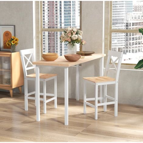 Tabourets de bar lot de 2 41x46x97,5 cm en bois naturel, gain de place pour cuisine FloraGrace (1/5)