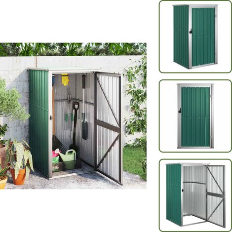 The Living Store Cobertizo de herramientas jardín acero galvanizado 88x89x161 cm - Almacenamiento de herramientas