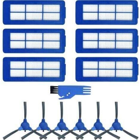 Accessori per robot aspirapolvere, per Eufy RoboVac 11S MAX/15C MAX/30C MAX/G30, 6 filtri + 6 spazzole laterali + 1 spazzola di pulizia blu (1/4)