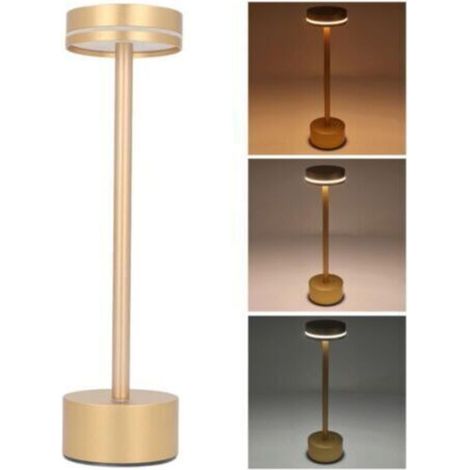 Lampe de Table sans Fil 1800 MAh à Piles 3 Couleurs à intensité Variable, Lampe de Bureau LED Rechargeable avec Contrôle Tactile pour la Maison, la Chambre à Coucher, le Bureau,