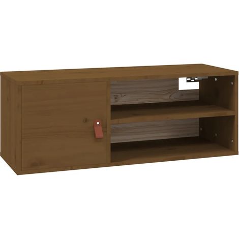 Armoire murale en bois de pin design rustique 80 x 30 x 30 cm avec rangement pratique en bois marron miel (1/5)
