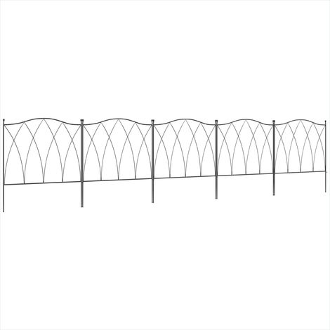 Clôture de jardin en métal noir 305 x 62 cm lot de 5 (1/5)