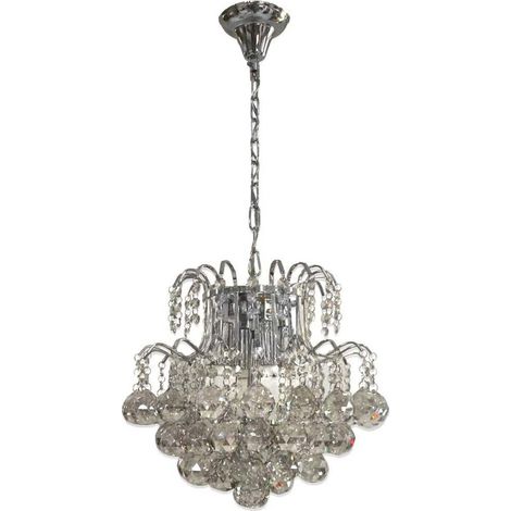 Lampadario da soffitto a sospensione con sfere pendenti in acrilico plafoniera con 4 portalampada attacco e14 argento