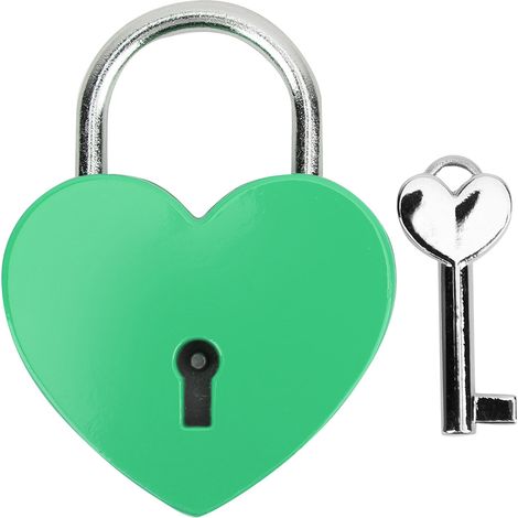 Cadenas cœur en métal coloré exquis, fournitures artisanales domestiques avec clé, 45x59mm vert (1/5)