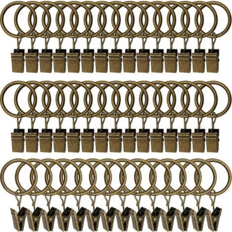 Set mit 30 Gardinenringen inklusive Clips, rostfreie Edelstahl-Gardinenringe, Metall-Gardinenhaken, Gardinenstangenringe für Dusch- und Fenstergardinen, Bronze (1/4)