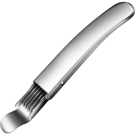 Trancheuse à oignons nouveaux en acier inoxydable, trancheuse à herbes à lames multiples, couteau multifonctionnel pour hacher les légumes, les oignons et l'ail (1/5)