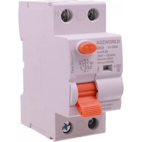 RCCB Interruttore Differenziale Selettivo Tipo S Classe A 300mA/0.3A 1P+N 2M 10kA AC 230V IP20, GYL9, Corrente Disponibili 25A 40A 63A 100A (100A)