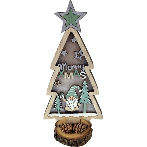 TrendLine Deko Aufsteller Holz Tannenbaum 22 x 6 x 10 cm grün weiß Figur
