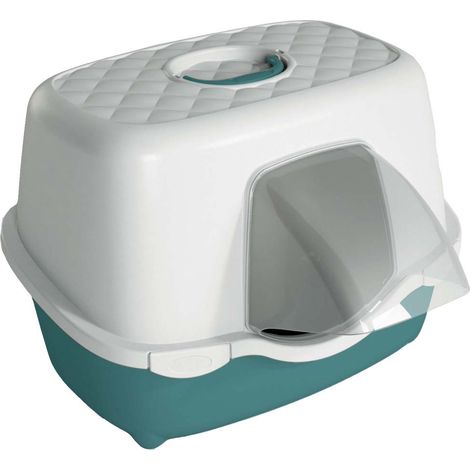Maison de toilette pour chat extérieur 56 x 55 x 39 cm – Plastique avec auvent et poignée – Conçu pour balcons et jardins – Stefanplast (1/5)