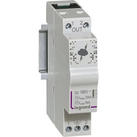 Parafoudre pour ligne téléphonique et ligne de communication 10kA à 20kA 180V maximum - 1 module - 412200 - LEGRAND