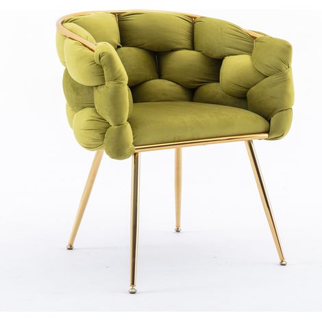 Poltrona moderna con braccioli in metallo, verde oliva, per camera da letto e soggiorno (1/5)