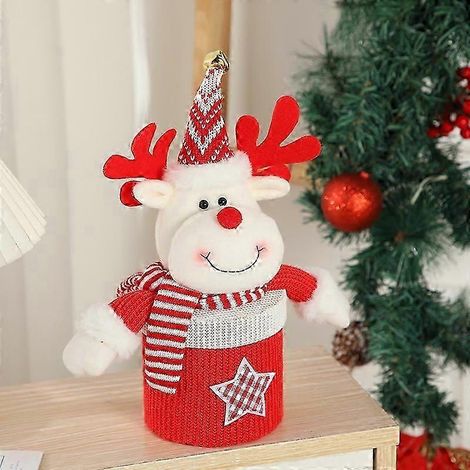 Coffret cadeau créatif de Noël avec bonhomme de neige mignon, élan et bocal à bonbons, boîte d'emballage pour fruits de Noël décorée d'un élan (1/3)