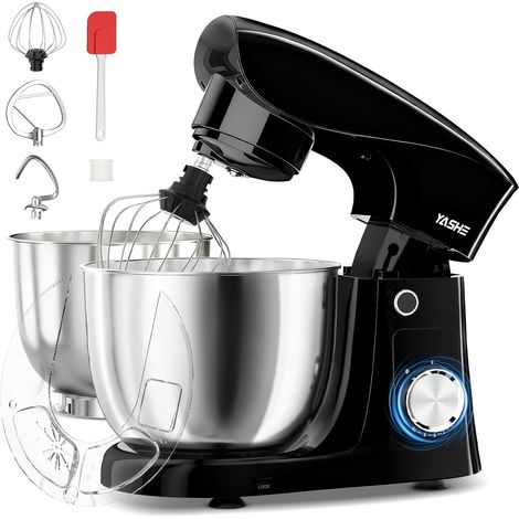 Robot pâtissier YASHE 1500 W, bols inox 4,5 L et 5 L, 10 vitesses