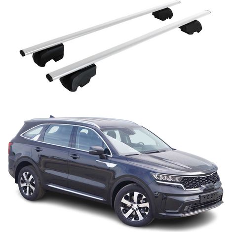 OMAC Dachtrager Quertrager für Kia Sorento mk4 2021-2026 – City Crash getestet – ISO PAS 11154:2006 – Abschliessbar – Max 75 kg – 2 Stangen Stahl Silber (1/5)