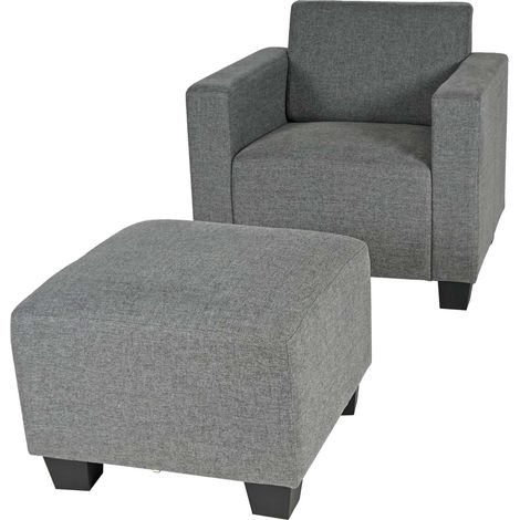 Salotto modulare componibile lounge moderno Lione N71 tessuto poltrona con poggiapiedi grigio