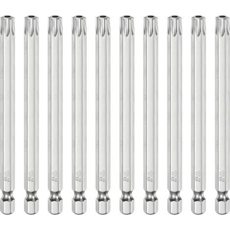 10Pcs T40 Embout Tournevis Torx 1/4" Hex Shank Longueur 4" (100mm) (1/5)
