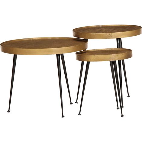 Couchtisch 3 Stk. Golden Holzwerkstoff