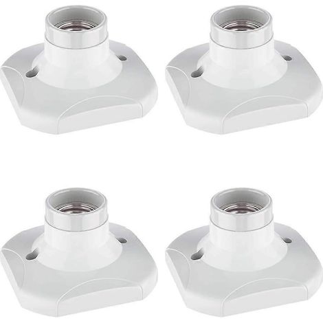 Douille E27 en céramique, lot de 4, support de lampe E27, douille murale E27 pour balcon ou plafond, anneau AC 220-250V blanc (1/5)