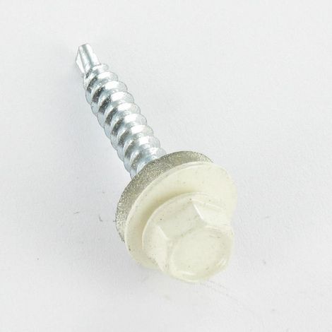 Vis autoperceuse Tête hexagonale TH 4.8X35 Rondelle d"étanchéite avec joint néoprene EPDM Acier zingué RAL1013-400 pièces (1/5)
