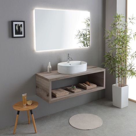 Mobile Bagno Sospeso 120Cm Con Lavabo Ovale Bianco  Kyoto