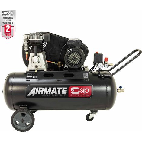 SIP BD 3HP 100 Litre Belt Drive Compressor - L46 x W120 x H85 cm - Black (1/5)