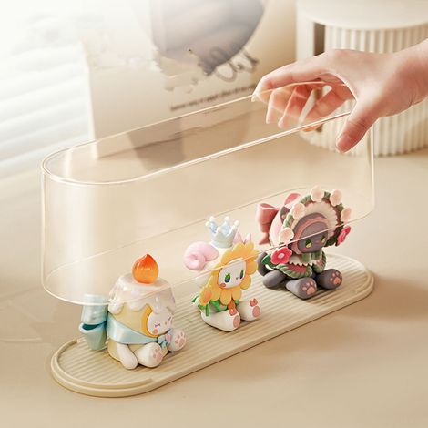 Vitrine de présentation transparente pour figurines: Étui de protection anti-poussière avec boîte de rangement pour mini figurines et collectibles - Dimensions 31.5x10x8.5cm, matériau PET/PS (1/5)