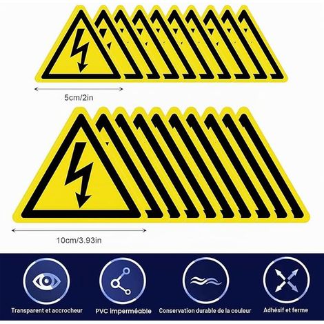Electricity Sign, Yellow Electrical Hazard Sign, PVC Electrical Adhesive Sticker (1/3)