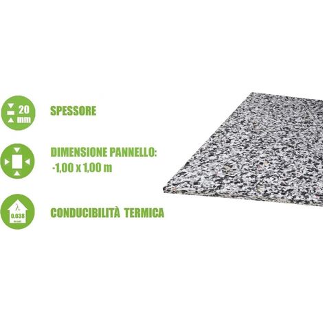 Pannello in Agglomerato di Resina Espansa per Isolamento Acustico-100x100x2 cm