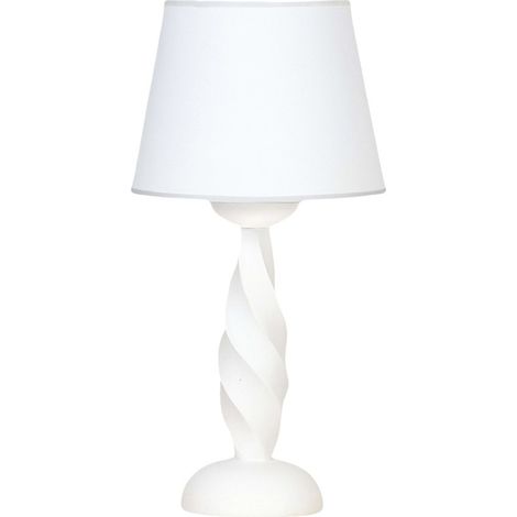 Lumetto In Legno Classico Bianco Opaco Con Paralume 1 Luce Coromorano