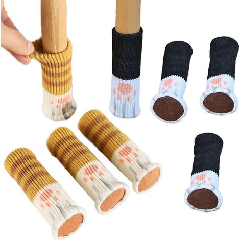 Set mit 8 Stuhlbeinschonern in Katzenpfotenform, Filzgleiter für runde und eckige Möbelbeine, rutschfest und geräuscharm. (1/5)