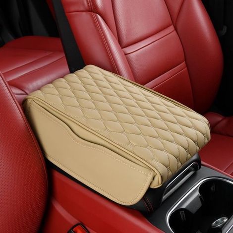 Universelle Armlehnenmatten für Autos Armlehnenmatten aus PU-Kunstleder Memory-Schaum-Matten geeignet für Kindersitzarmlehnen und als Dekoration beige (1/5)
