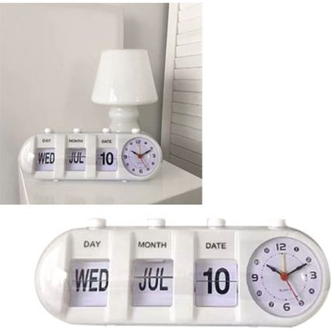 Réveil Horloge Calendrier Innovant Forme Décorative Blanc Bureau Maison Chambre Salon Bureau Saut Horloge Desktop (1/5)