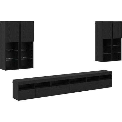 Maison Exclusive - TV-Wandregal-Set 7 pcs Schwarz Eichen-Optik Ho