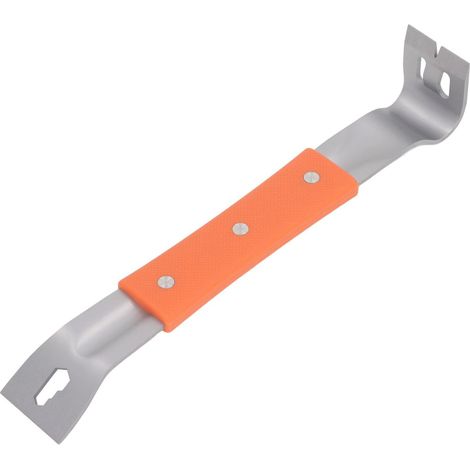 Barre de levier en acier inoxydable, dissolvant d'ongles pour le travail du bois avec poignée et coude en caoutchouc antidérapants (1/5)