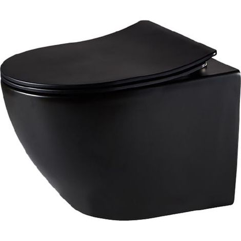 Primaster Wand-Tiefspül WC Prag Matt Schwarz inkl. WC-Sitz mit Absenkautomatik (1/3)