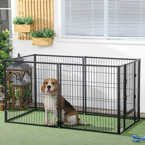 Clôture Métallique Réglable Panneaux Animaux Parc Chiens Cadre 82,5- Compagnie Acier Noir 150x79x81cm
