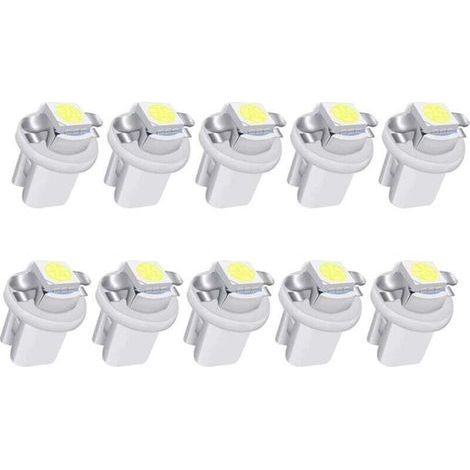 10 ampoules LED blanches T5 B8.5 pour l'éclairage du tableau de bord (1-5050-SMD) pour le compteur de vitesse, l'affichage des instruments et le combiné d'instruments des voitures (1/4)