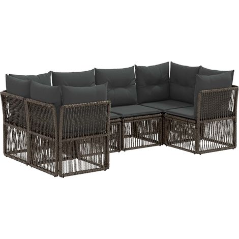 Conjunto de sofás de jardín 6 uds. 6-Número de plazas Gris vidaXL (1/5)