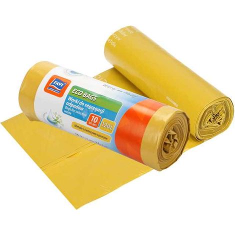 Bolsas para separar residuos metálicos y plásticos, bolsas ecológicas amarillas, 120 l, 10 unidades.