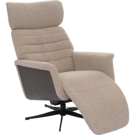[NEUWERTIG] MCA Relaxsessel HHG-265, Fernsehsessel Liegesessel Fußstütze drehbar Bouclé Stoff Holz Stoff braun, Holz grau (1/5)