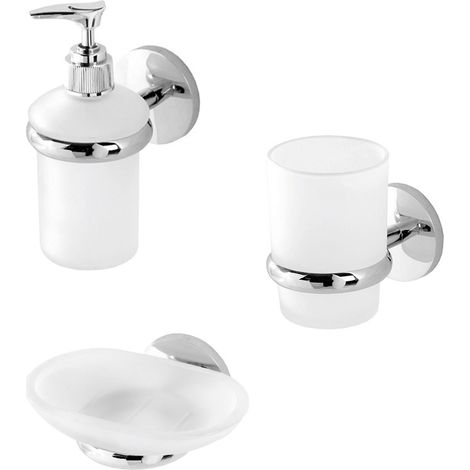 Set accessori a muro 3 pezzi in acciaio cromato e viti incluse Bora (1/4)