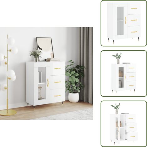 Sideboard Hochglanz-Weiß 69,5x34x90 cm Holzwerkstoff - Schreibtisch - Wohnzimmermöbel - Sideboard - Regal - Holzmöbel (1/5)