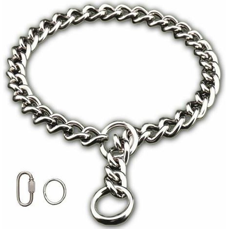 Collier Chien - Chaîne Métallique Acier Chromé - Pour Promenade et Dressage - 4 mm x 60 cm - 1 Pièce (1/5)