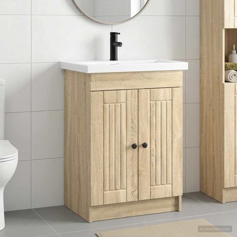 vidaXL Badezimmermöbel-Set Sonoma-Eiche 78,5 x 37,5 x 81 cm (1/5)